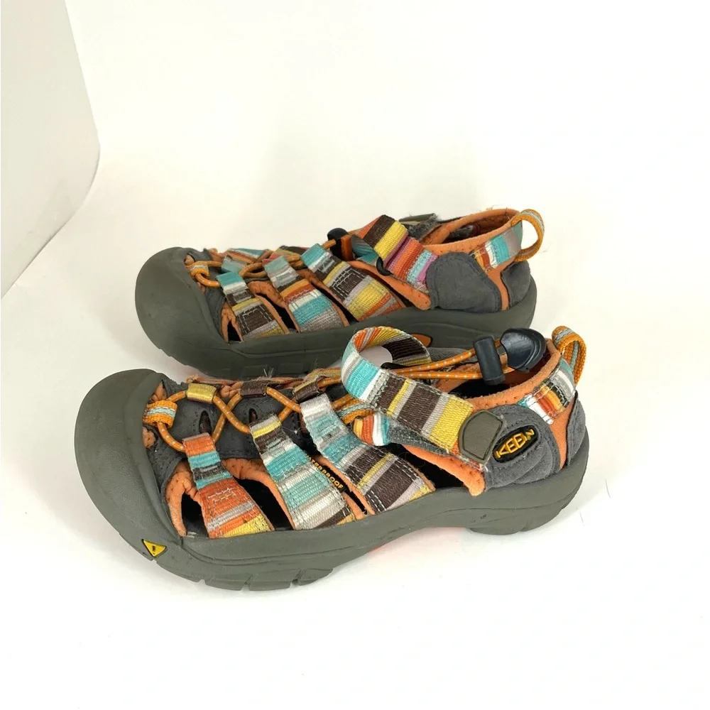Keen Orange Stripe Pattern Athletic Waterproof Hiking Sandals Youth Size 1